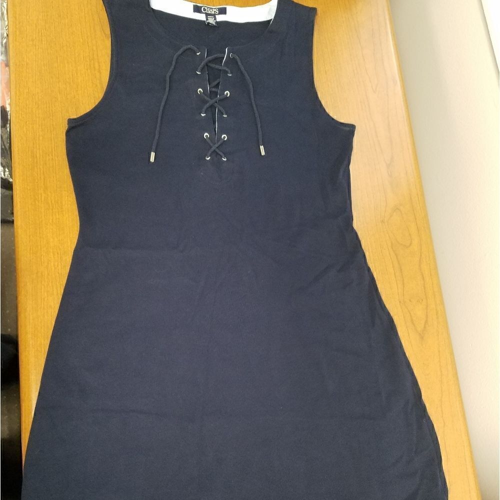 💕Chaps Medium Navy sleeveless cotton dress.